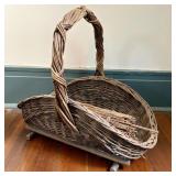Rustic Woven Willow Garden Basket or Log Carrier o