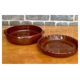 A Pair of High-Gloss Brown Glazed Ceramic Baking D