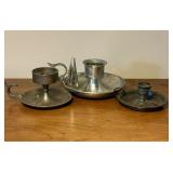 Three Assorted Vintage Metal Chambersticks