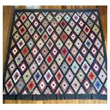 Antique American Hand-Pieced Hexagon Mosaic Diamon