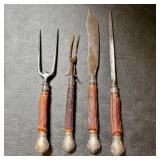 A Set of Antique Stag Horn Handled Carving Tools w