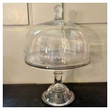 Two-Piece Etched Glass Pedestal Cake Stand and Dom