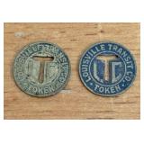 A Pair of Louisville Transit Co. Brass Fare Tokens