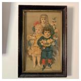 Late 19th-Century Chromolithograph of Three Childr