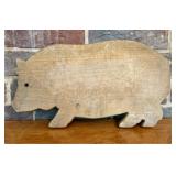 Vintage Primitive Pig-Shaped Wooden Cutting Board