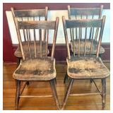 Set of four antique American painted arrow-back Wi