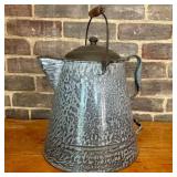 Antique American Gray Mottled Graniteware Cowboy C