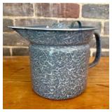 Vintage Gray Graniteware Grease Jar with Perforate