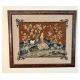 Framed Medieval Style Petit Point Needlepoint Shep