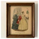 Godey's Americanized Paris Fashions 1848 Hand-Colo