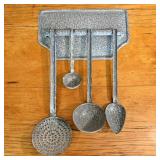 A Set of Vintage Gray Mottled Enamelware Kitchen U