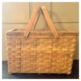 American Woven Wood Splint Picnic Basket with Ging