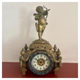 New Haven Clock Co. Gilt Metal Figural Cupid Mante