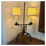 Wrought Iron Double Light Student Style Table Lamp