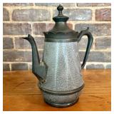 Antique Victorian Graniteware and Pewter Coffee Po