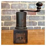 Antique Wood and Cast Iron Lap Coffee Mill, 19th C
