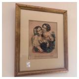 Currier and Ives Hand-Colored Lithograph Little Wi