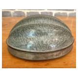 Antique Gray Graniteware Melon Form Pudding Mold w