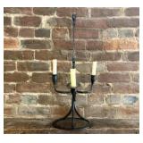 Large Hand Forged Three Light Wrought Iron Candela