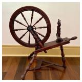 Antique Saxon Style Flax Spinning Wheel Dated 1841