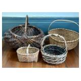 A Collection of Antique Woven Willow and Wood Spli