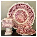 A Trio of Mason's Ironstone Vista Red Transferware