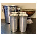 Metalware: Set 4 Pewter Tumblers, Polished Metal I