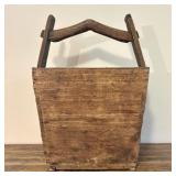 Antique Chinese-Style Wooden Grain Bucket with Han