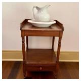 Victorian Style Hardwood Washstand with Ceramic Pi