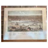 1973 Reproduction Lithograph Bird's Eye View of Lo