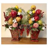 A Pair of Large Decorative Artificial Fruit Topiar