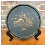 Hand-Painted and Stenciled Toleware Tray with Frui