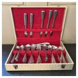 Mid-Century Modern Stainless Steel Flatware Set in