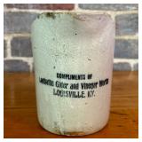 Antique Stoneware Advertising Pitcher for Louisvil