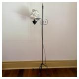 Wrought Iron Flame Tip Floor Lamp with Toile de Jo