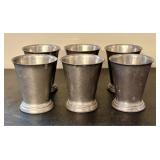 Set of Six American Pewter Mint Julep Beakers by F