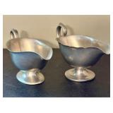 Two Homan Manufacturing Company Pewter Footed Grav