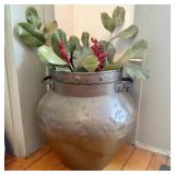 Large Antique Hand-Hammered Copper Storage Vessel