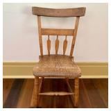 Antique American Country Plank Seat Side Chair, Mi