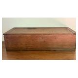 Antique Hardwood Divided Storage Box with Finger-J