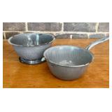 A Pair of Vintage Gray Mottled Graniteware Enamel