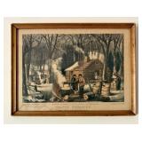 Currier & Ives, Maple Sugaring. Early Spring in th