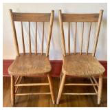 A Pair of American Vernacular Spindle-Back Plank S