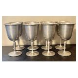 Set of Eight Genuine White Pewter Goblets