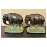 A Pair of Vintage Cast Iron Elephant Bookends