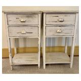 A Pair of Contemporary Distressed White Two-Drawer