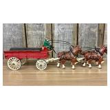 Cast Iron Horse-Drawn Beer Wagon Set in the Style