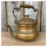 Antique Hammered Copper and Brass Tea Kettle with