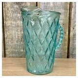 Vintage Aquamarine Pressed Glass Pitcher in the Ge