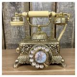 Vintage Gold Tone Baroque Style Rotary Telephone 9